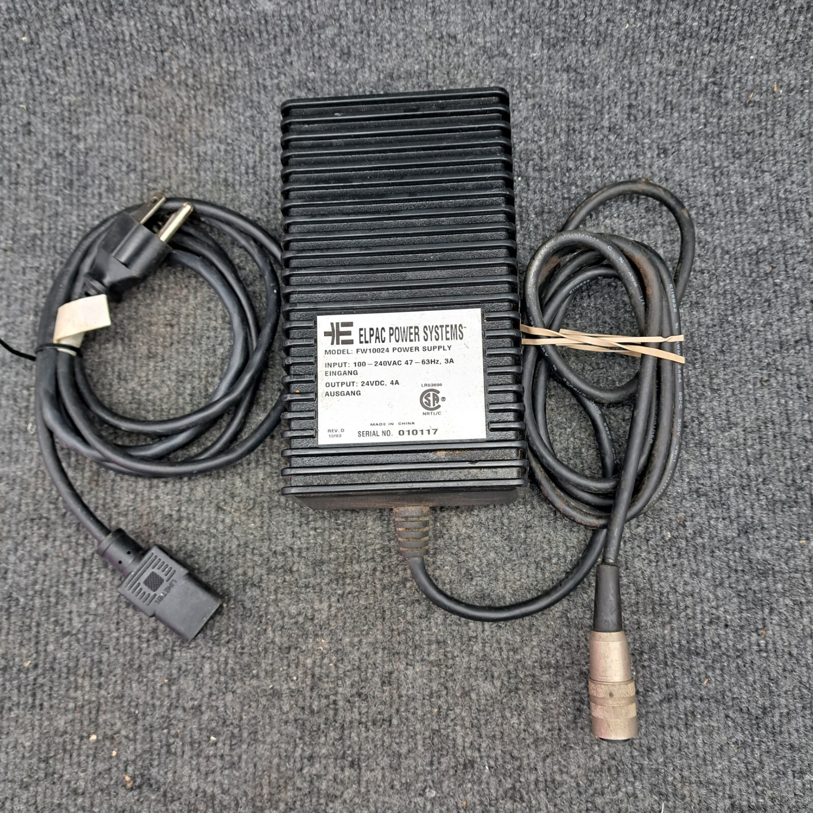 ELPAC POWER SYSTEMS FW10024 Power Supply Input 100-240VAD to Output 24VDC, 4A