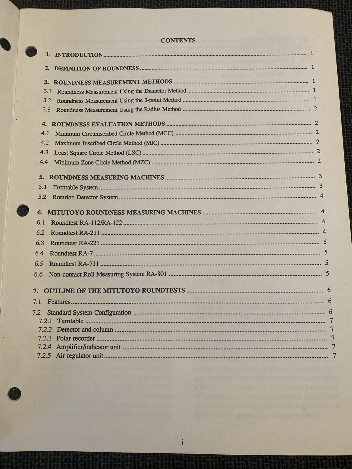 Mitutoyo Roundtest Roundness Measuring Machine Textbook- No. 7021