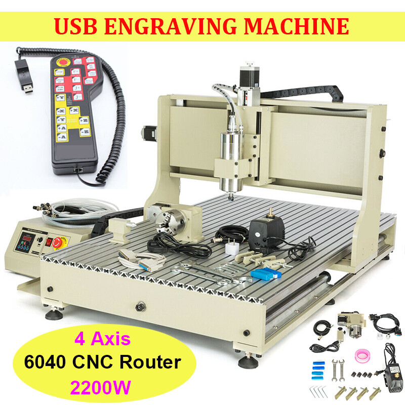 USB 4 axis CNC 6090Z 2.2KW CNC Router Small Wood Metal Engraving Milling Machine