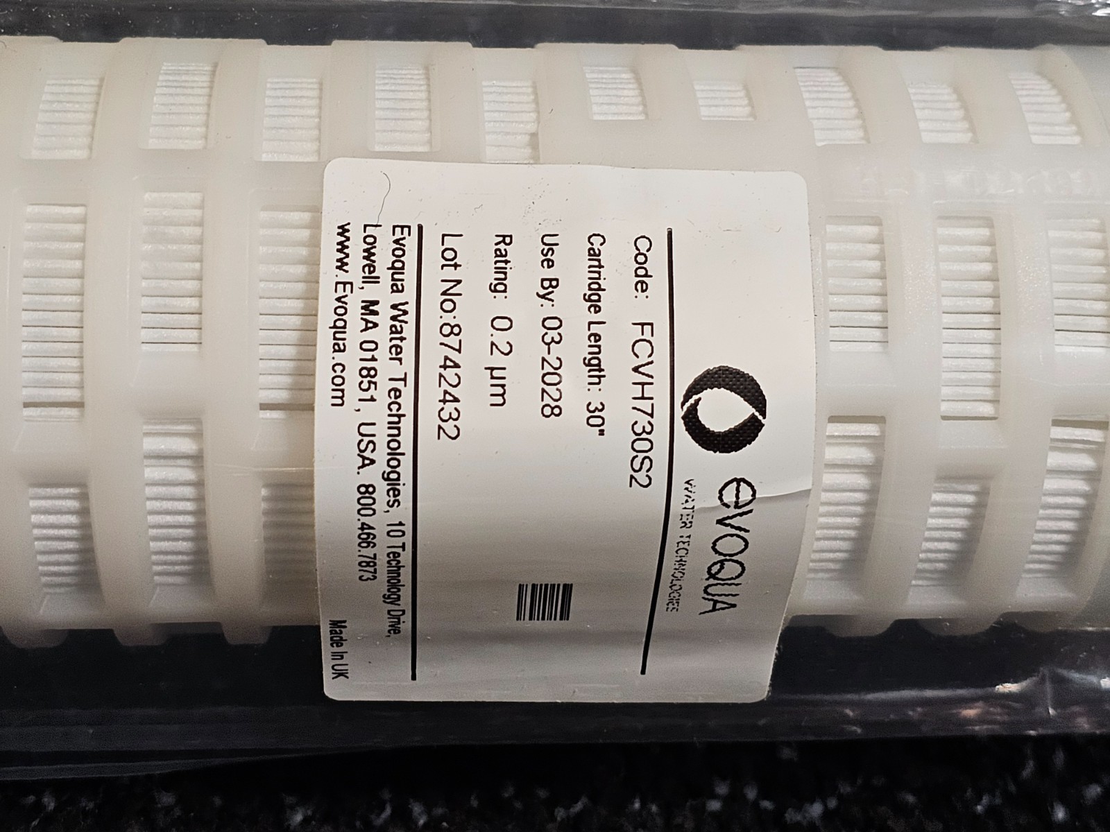 Evoqua Water Technologies FCVH730S2 30-inch Length Cartridge Filter 0.2 um