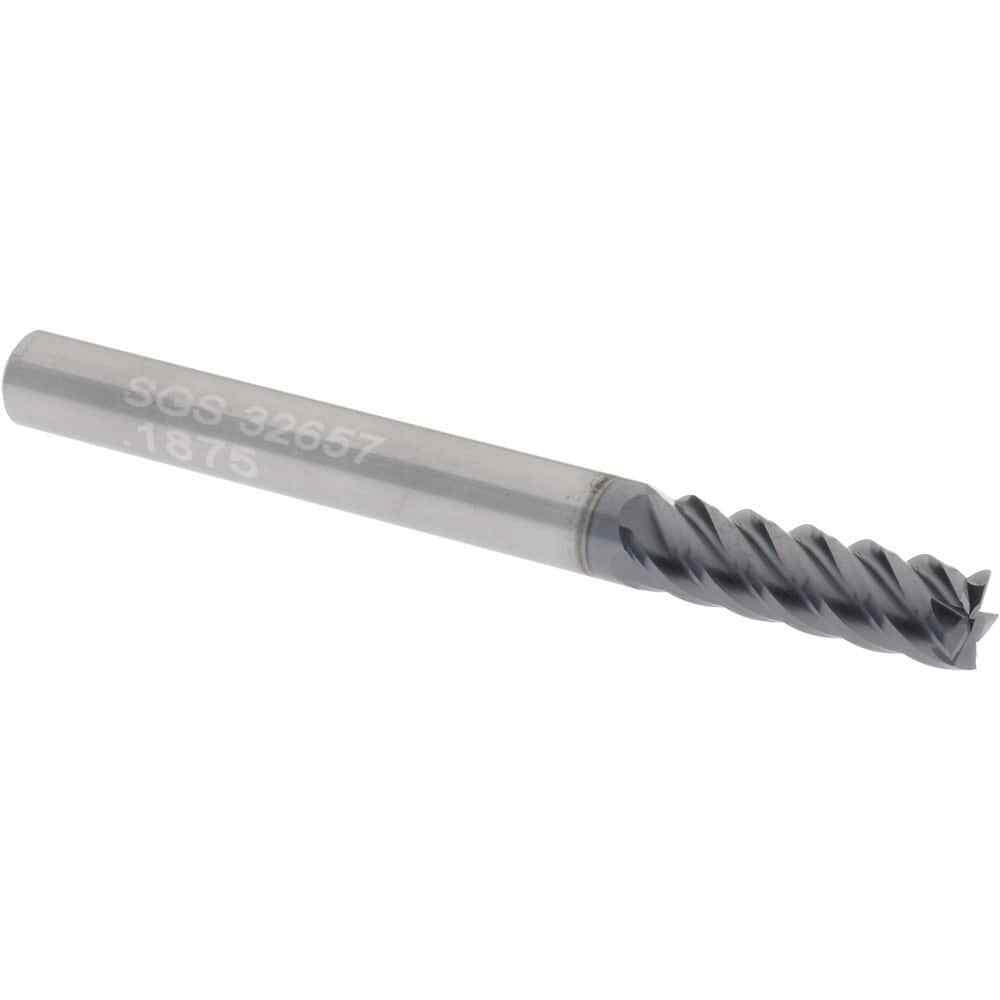 SGS 32657 Square End Mill: 3/16″ Dia, 5/8″ LOC, 3/16″ Shank, 2″ OAL, 5 Flutes
