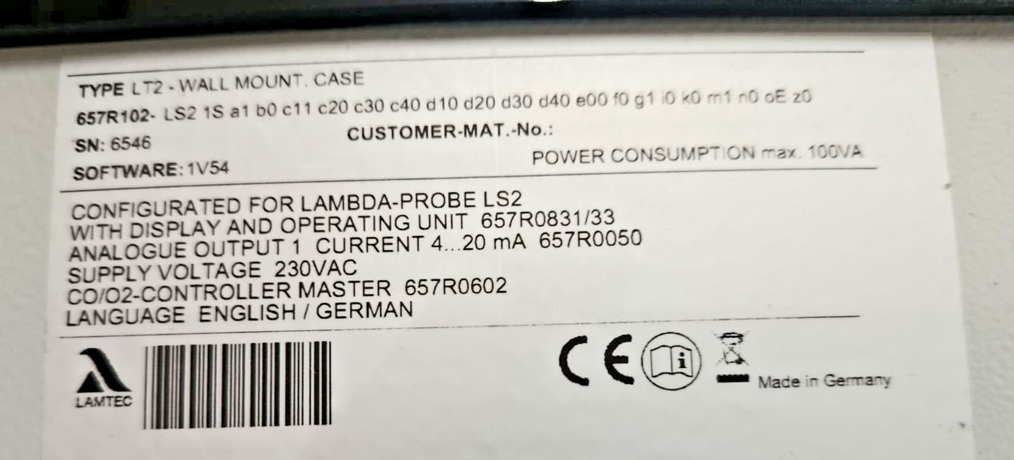 LAMTEC LT2 657R102-LS2 Burner Controller Lambda Control Unit Panel Mounted