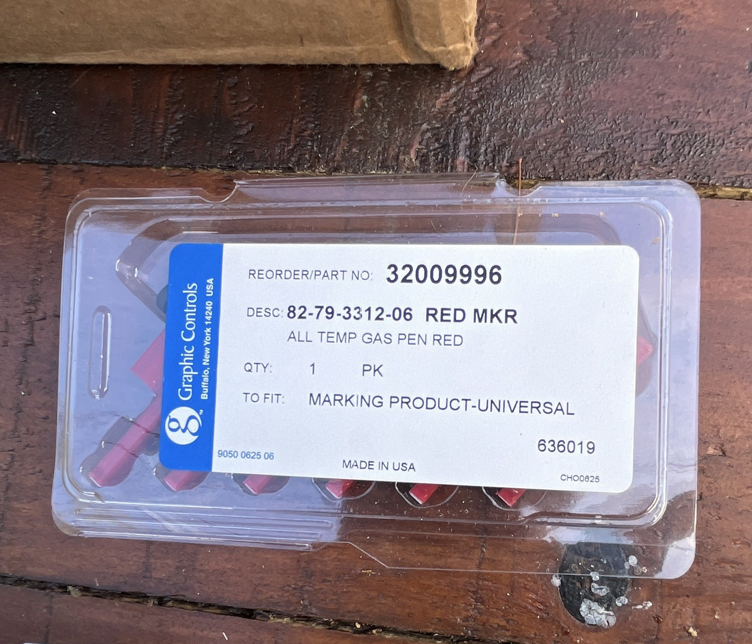 Graphic Controls Red All-Temp Marker Pen for Gas/Grease 32009996 82-79-3312-06
