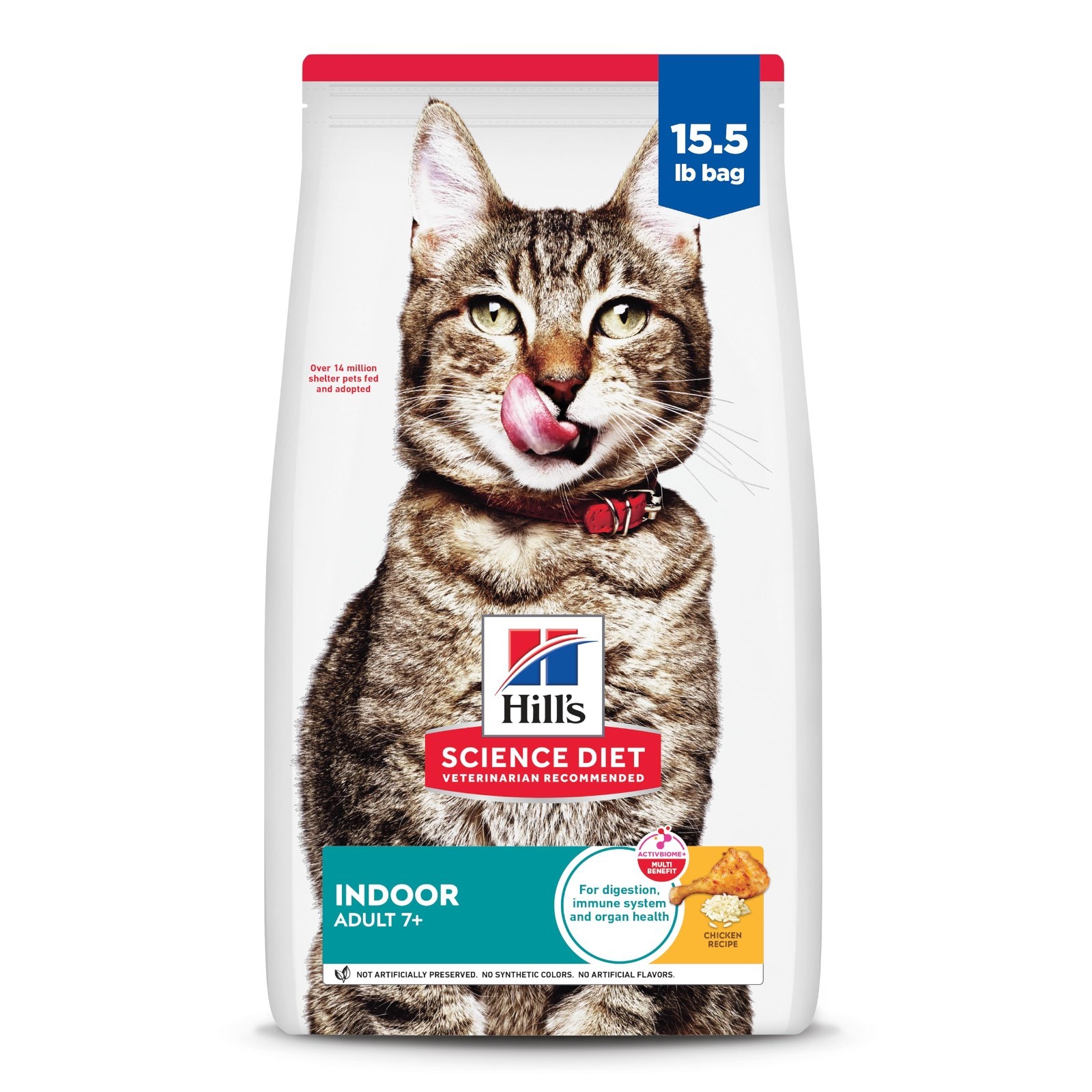Hill’s Science Diet Adult 7+ Indoor Dry Cat Food, Chicken, 15.5 lb. Bag