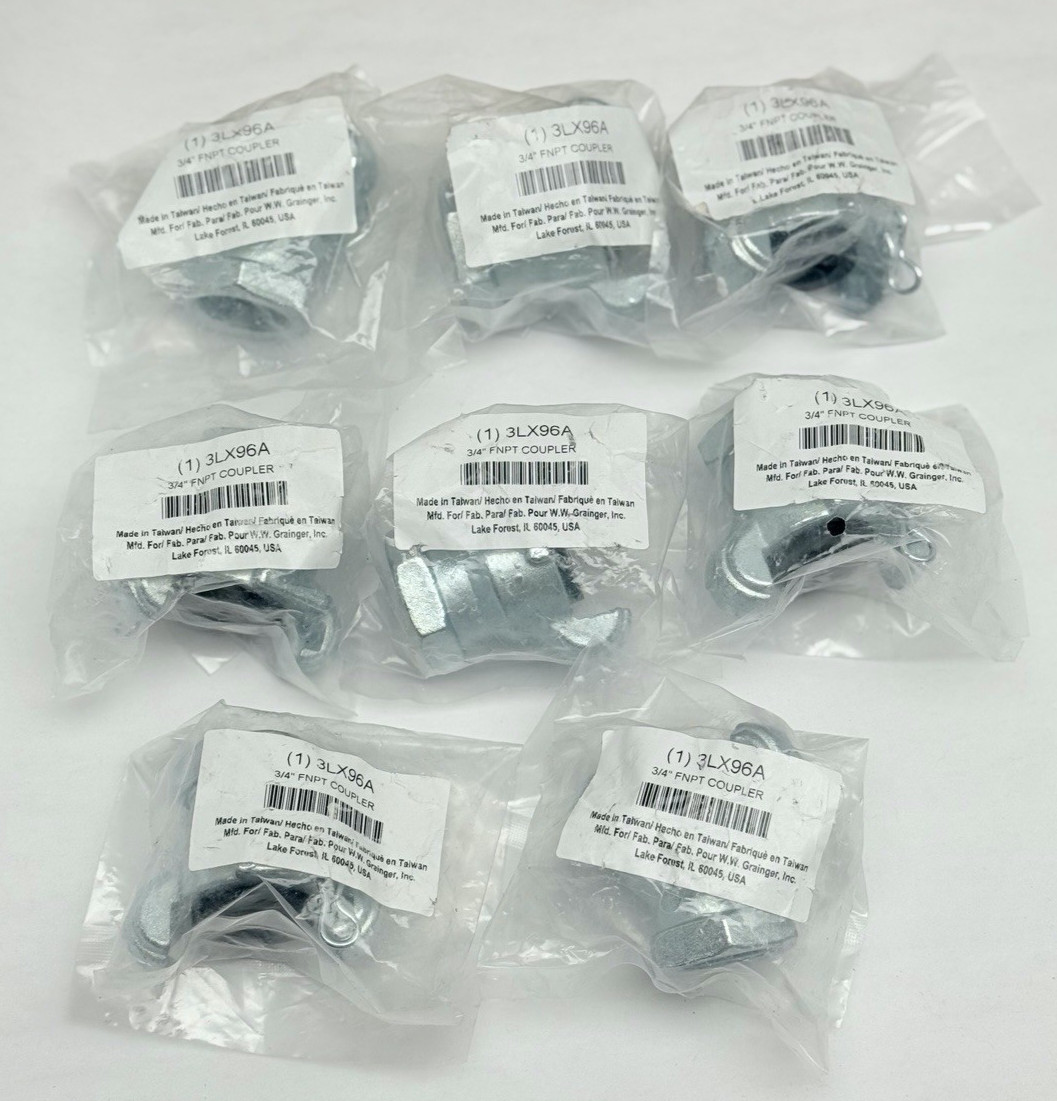 Lot Of 8, 3LX96A Grainger Coupler 3/4″ FNPT