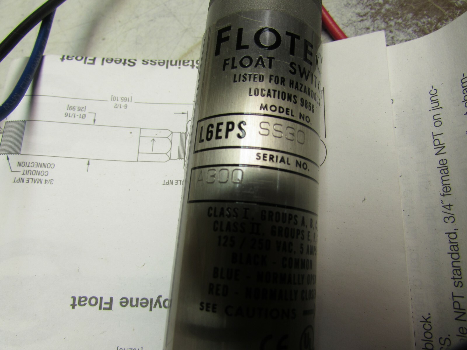 W.E.ANDERSON FLOTECT L6EPS-S-S-3-O FLOAT SWITCH NEW IN BOX MAKE OFFER !!