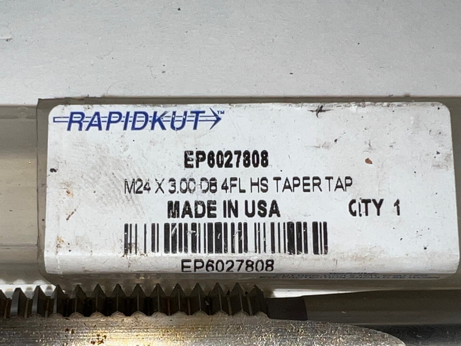 RAPIDKUT HS TAPER HAND TAP EP6027808 4 FLUTE METRIC M24 X 3 4-29/32″ OAL