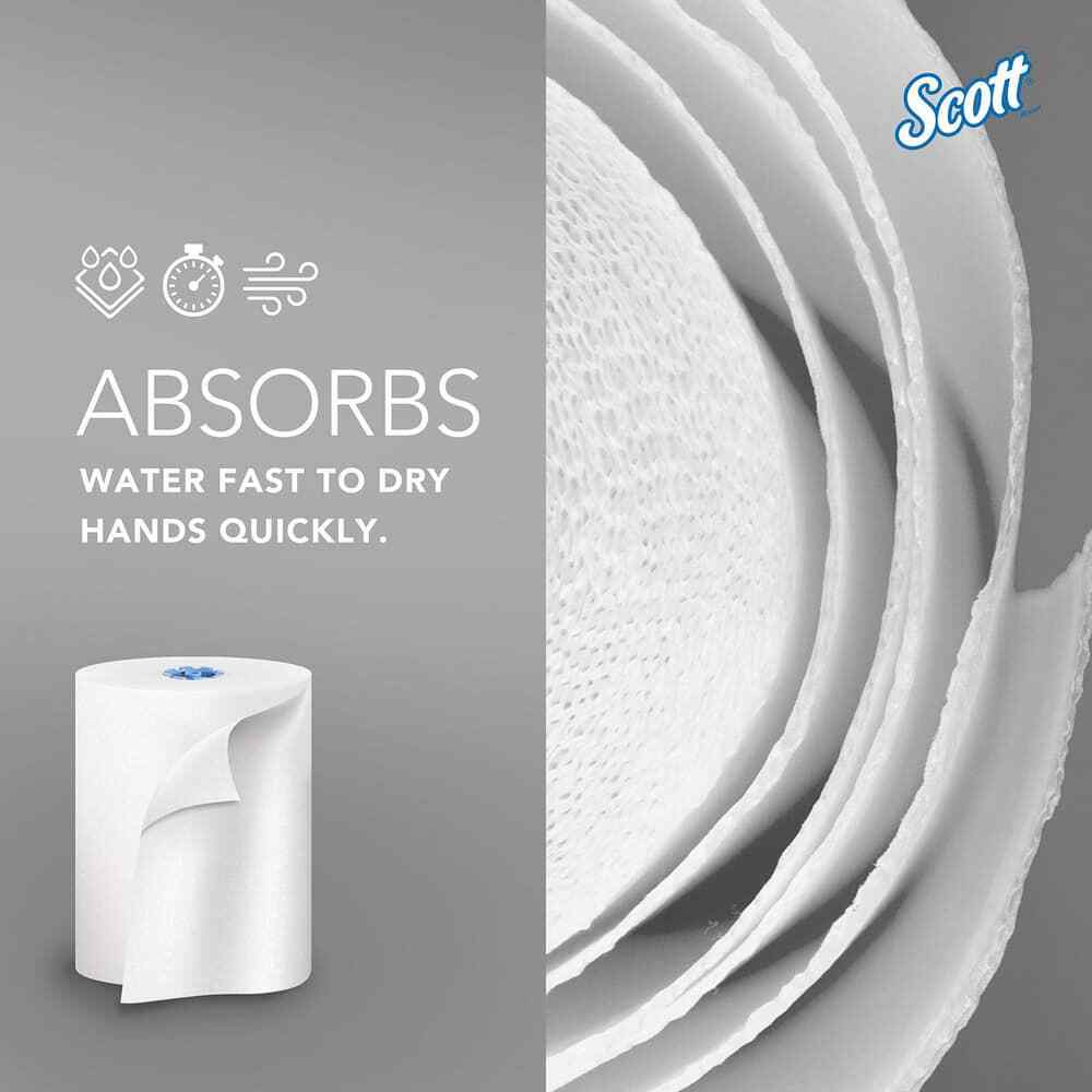 6 Pack Scott 800′ 1PLY Paper Towel Hard Rolls, 1 Ply, 900′ Roll Length