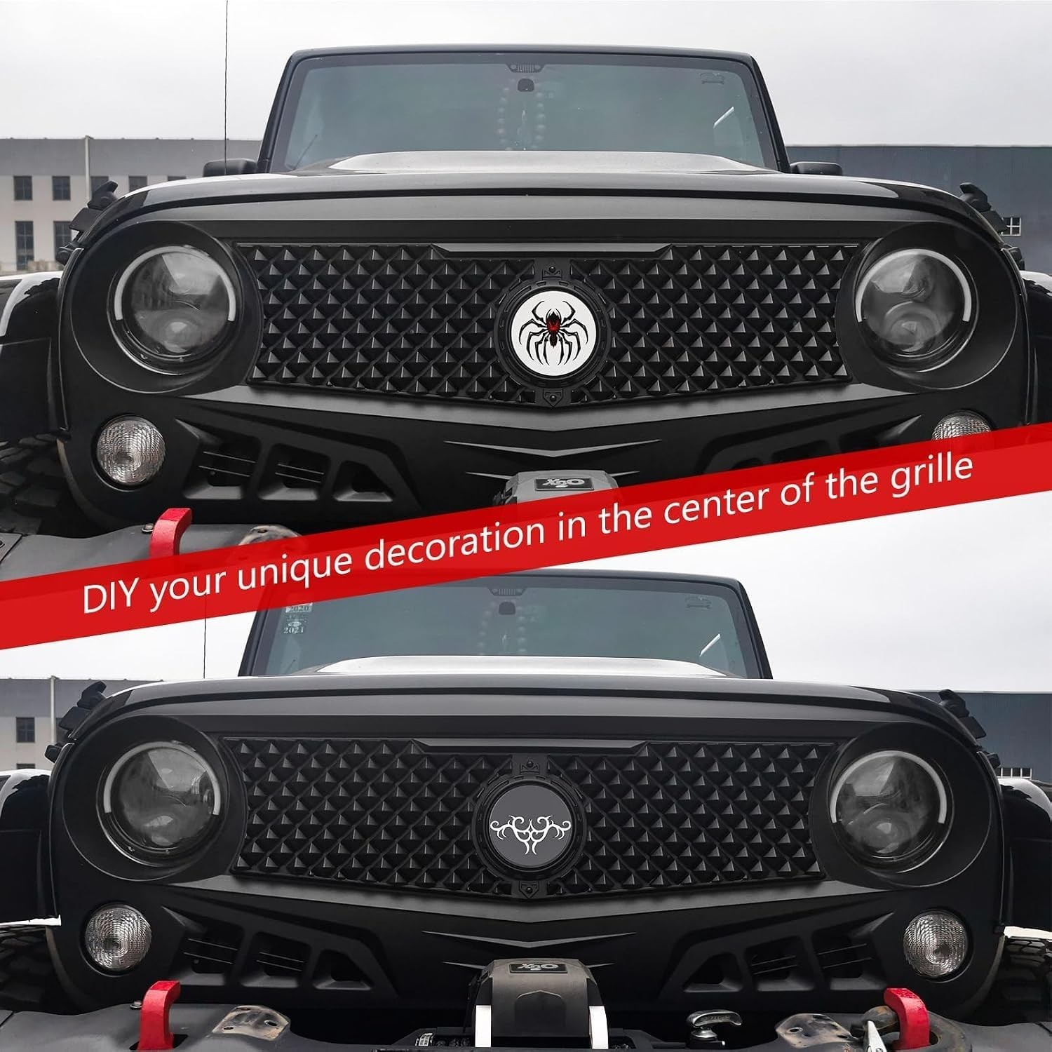 Front Grill with Mesh Matte Black Grille For Jeep Wrangler 2007-2018 Rubicon
