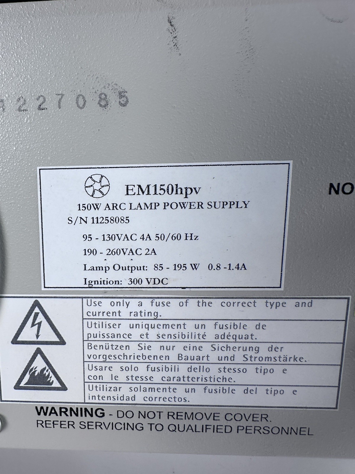 EMSC EM150hpv 150W Xenon Arc Lamp PSU w/ Dented Case See Pic- Working See Desc