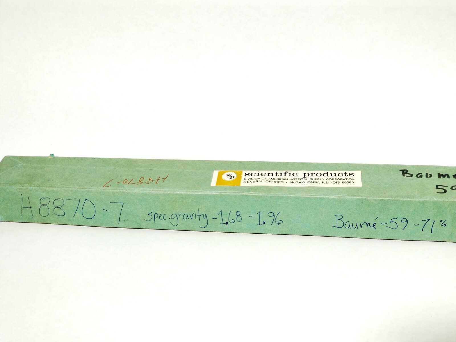 SP Scientific Products H8870-7 Baume Scale 59-71 Spec Gravity 1.68- 1.96
