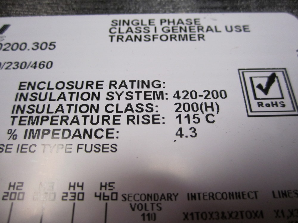 Dongan ES-10200.305 Single Phase Transformer