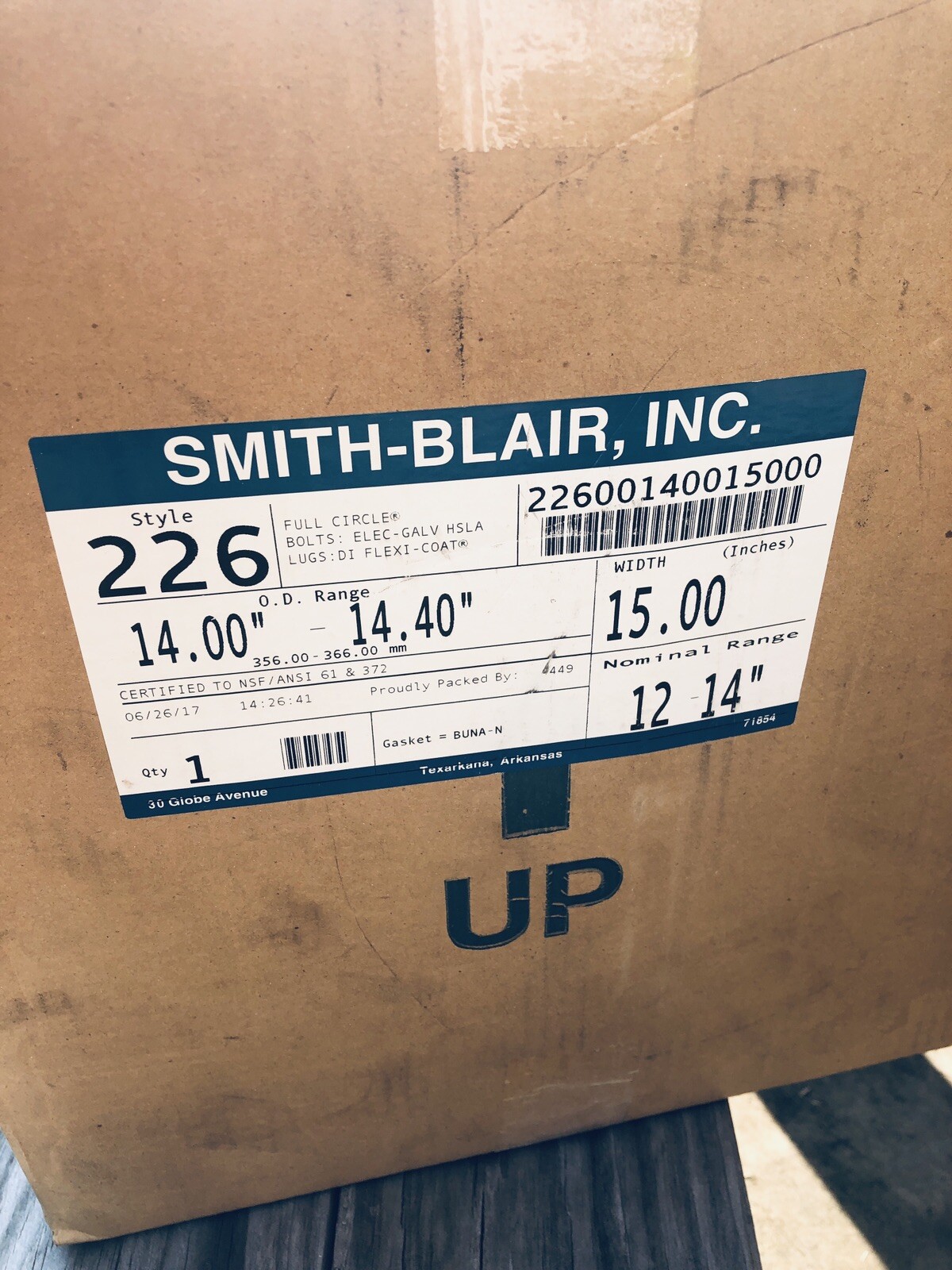 Smith-Blair Full Circle® 15 x 12 – 14 in. 1-Band Repair Clamp 14.00 – 14.40 in.