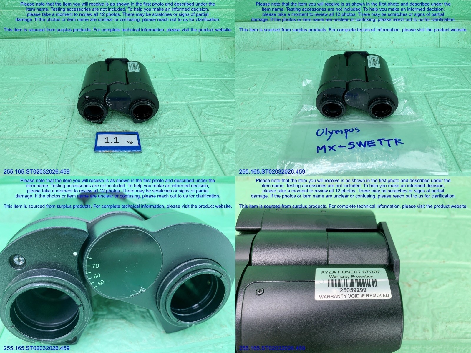 Olympus MX-SWETTR Microscope Binocular Eyepiece Head as in photos, sn:9299, DHL
