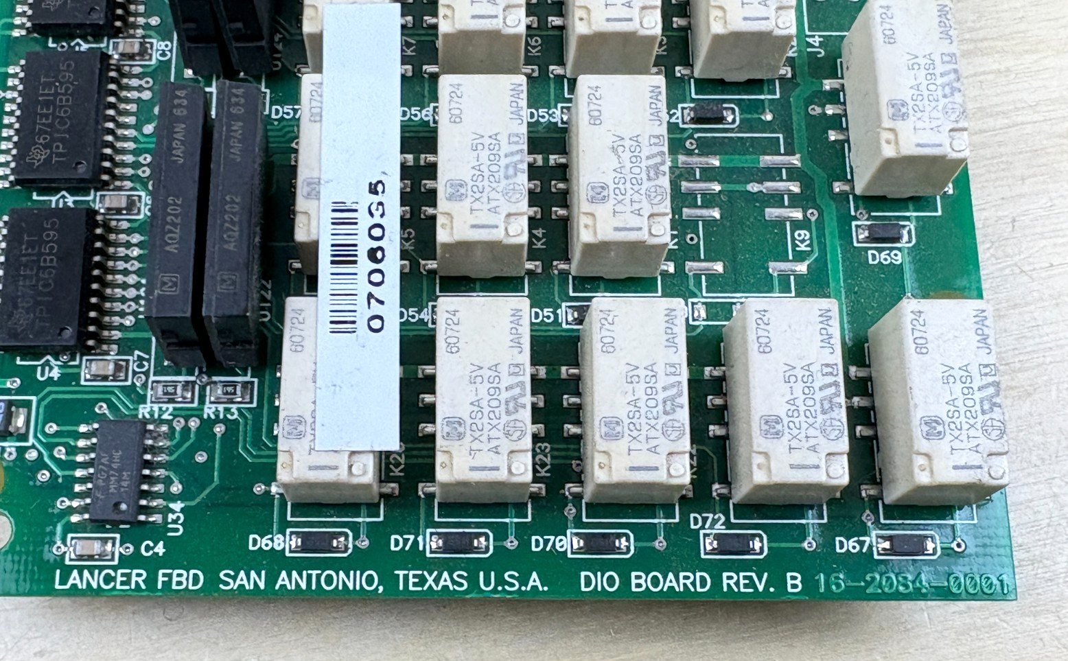 Lancer FBD 16-2085-0003 Rev B DIO Board, 16-2084-001