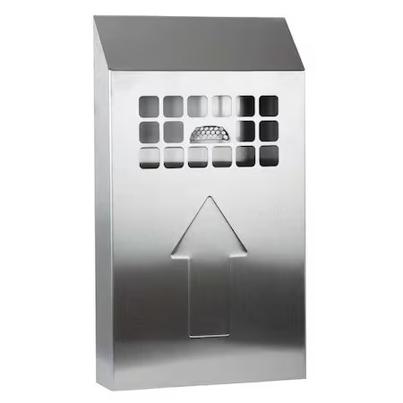 No Butts Bin Co Nbb01 Cigarette Receptacle, Silver, 0.5 Gal