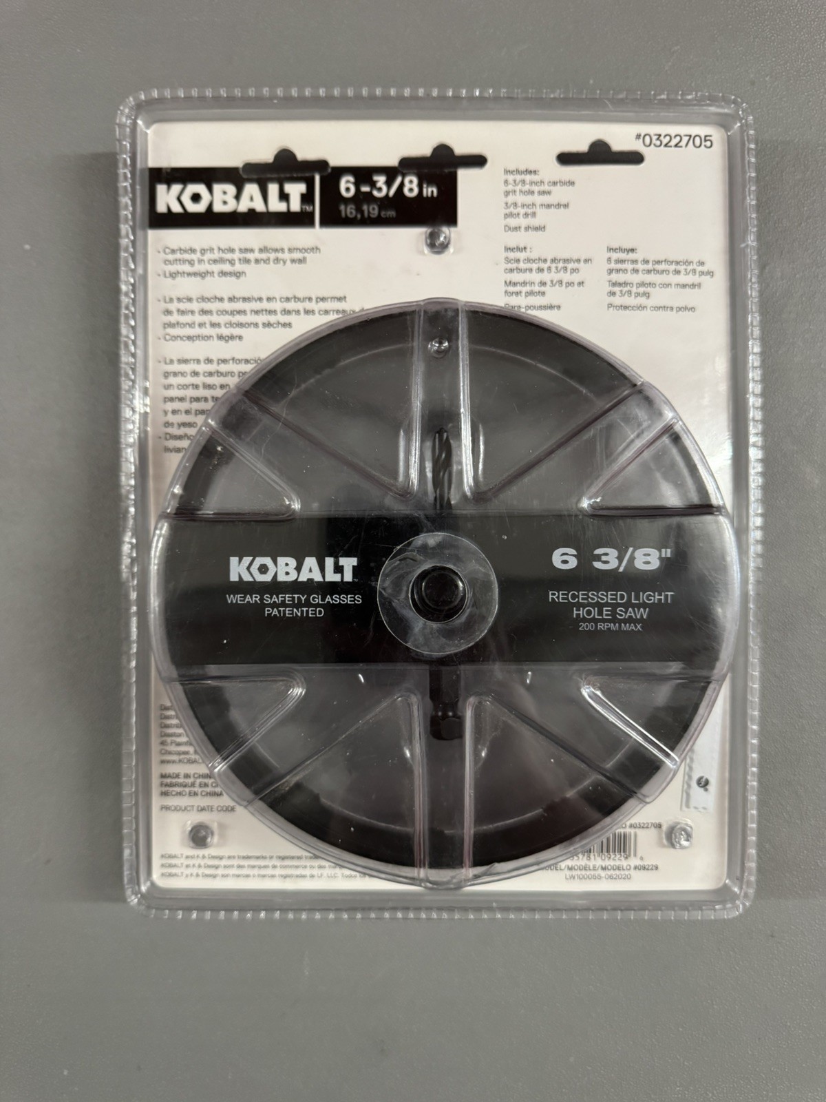 Kobalt 6-3/8-in Carbide-Grit Arbored Recessed Lighting Hole Saw New in Box!!