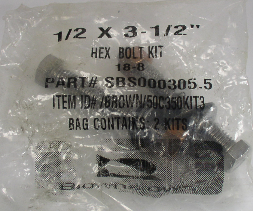 3X Brownstown SBS000305.5 1/2″ x 3-1/2″ Hex Bolt Kit 18-8 Stainless Steel