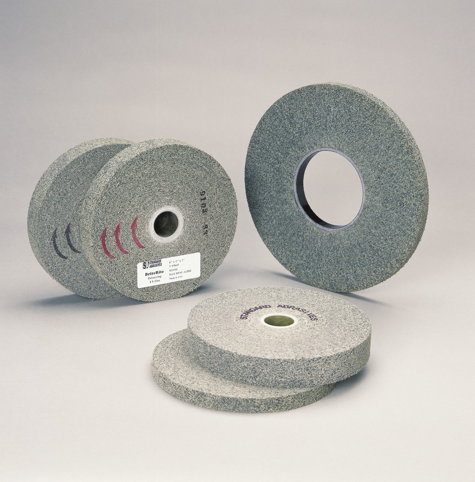 Standard Abrasives Deburring Wheel 853193, 6 in x 1 in x 1 in 8S FI (Case of 3)