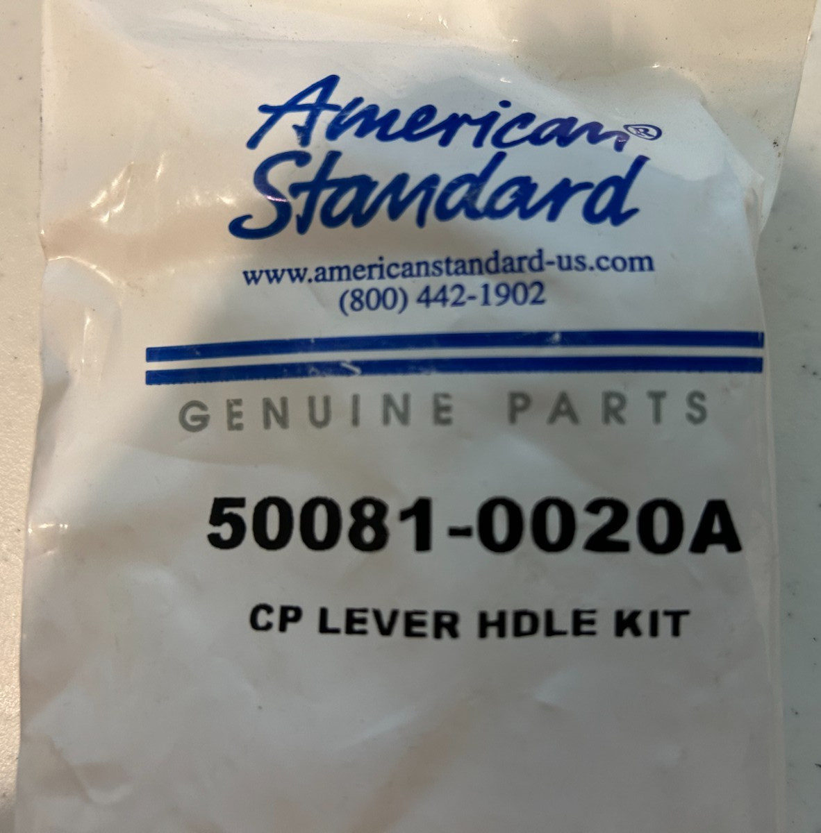 AMERICAN STANDARD 50081-0020A C.P. Lever Handle Kit New FREE SHIPPING