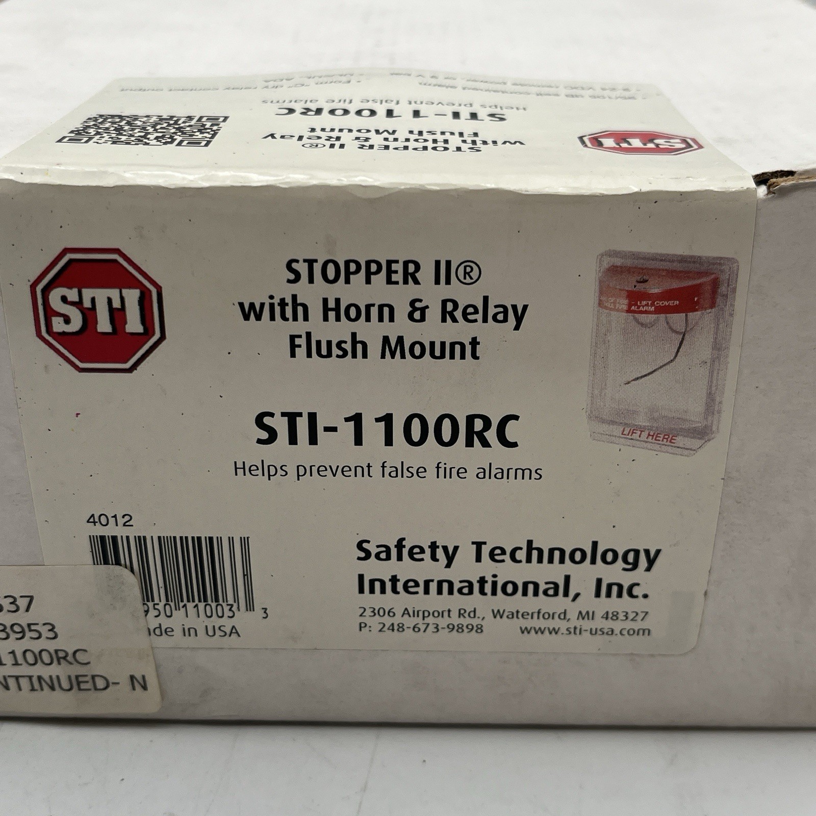 NEW!! Safety Technology Int. Stopper II w/ Horn & Relay Flush Mount STI-1100RC