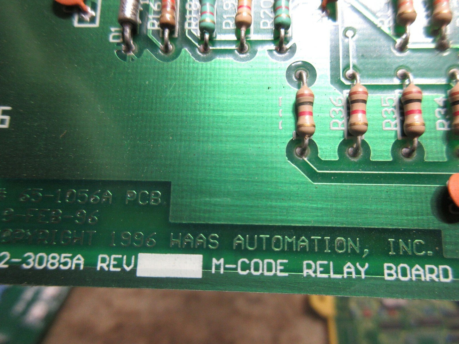 1997 HAAS HS-1 CNC MILL CIRCUIT BOARD 65-1056A PCB 19-FEB-96 32-3085A WARRANTY