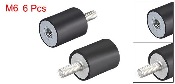6 x M6 Rubber Anti Vibration Isolators Mounts Shock Absorber D20mm x H25mm