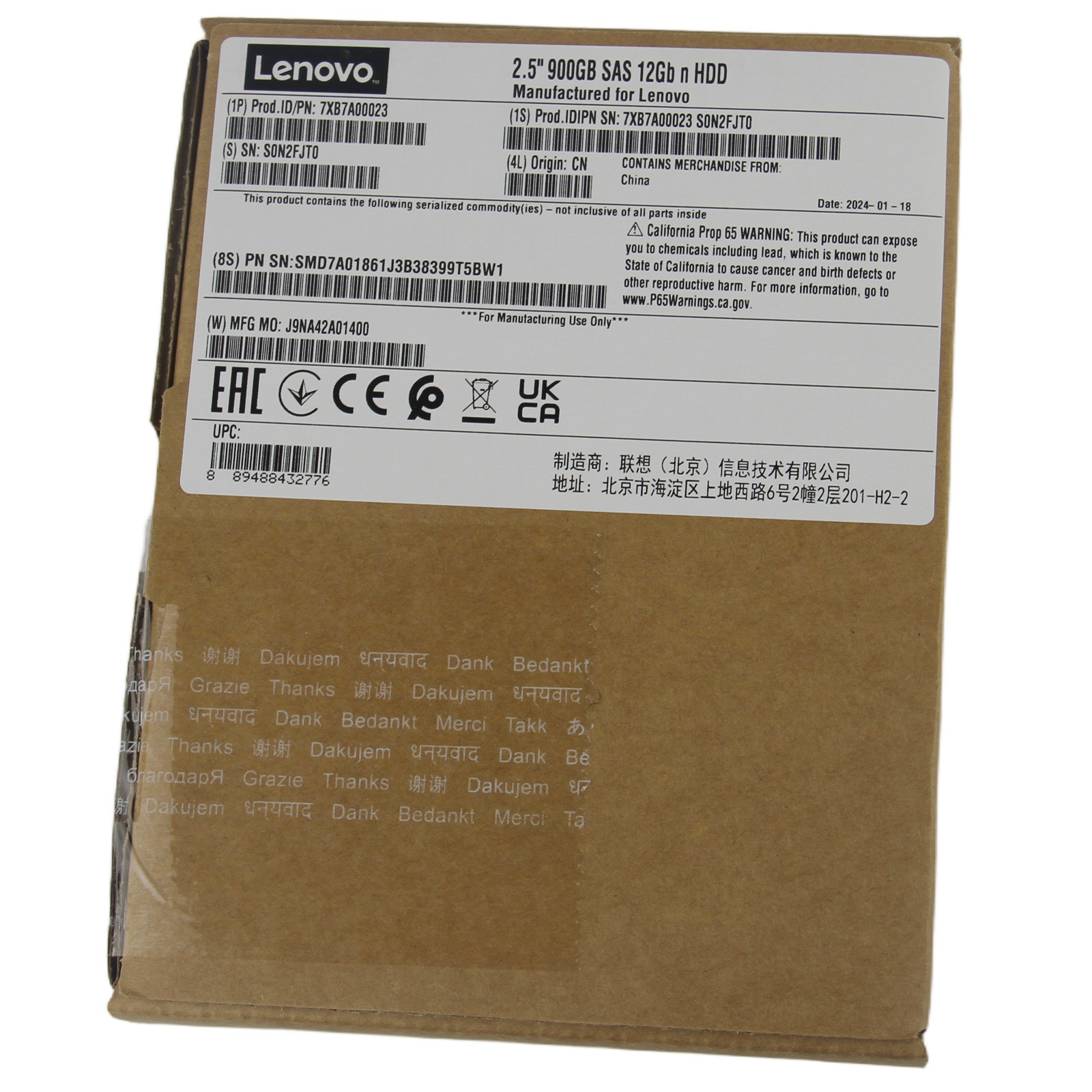 New Lenovo 00YK012 7XB7A00023 2.5 ” 900GB 15K SAS 12G HDD HARD DRIVE – US Stock