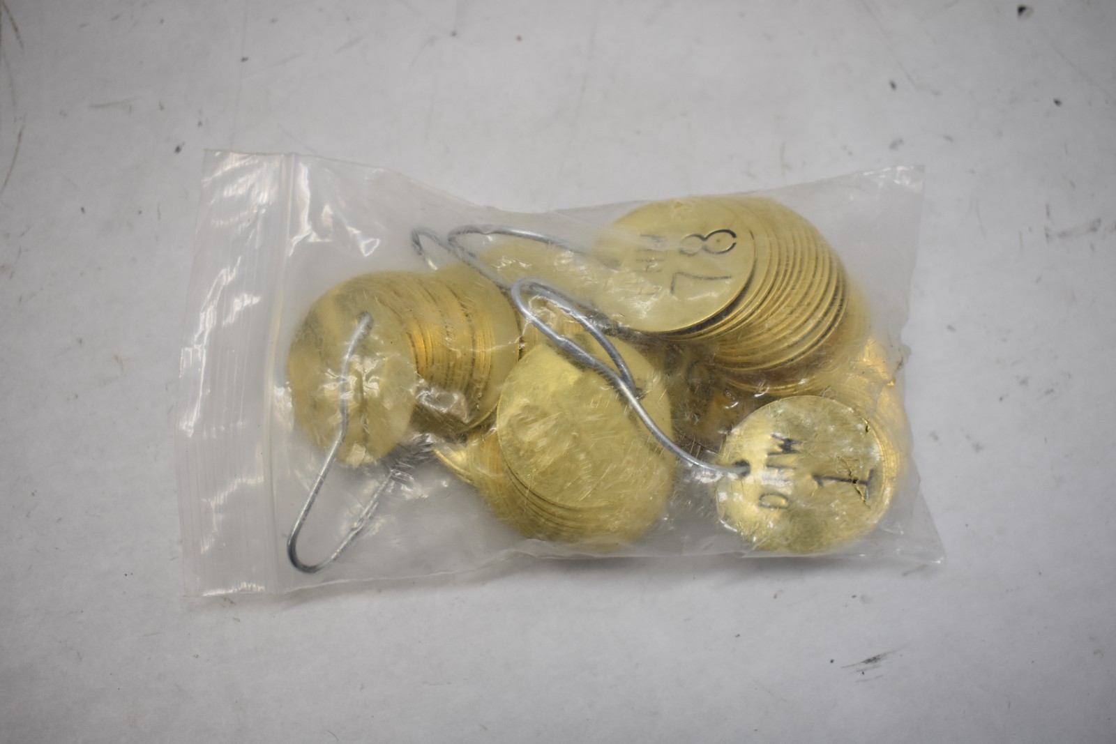 Brady 1-1/2″ Diameter Stamped Brass Valve Tags Legend “DHW” Lot of 100