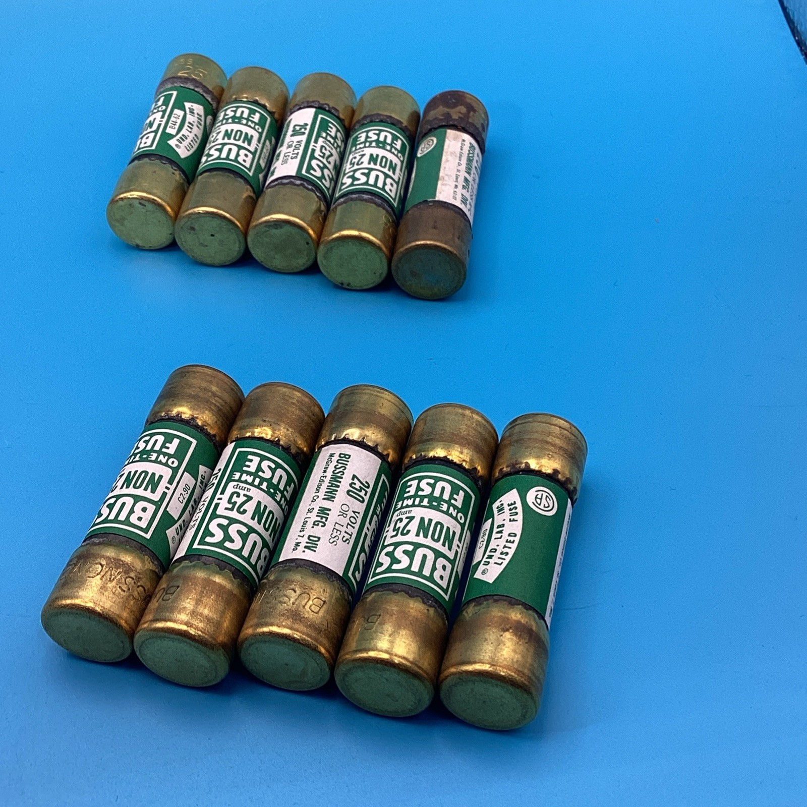 BUSS NON 25 One Time Fuses 250V Set Of 10 (used Open Box #1) Ships Free