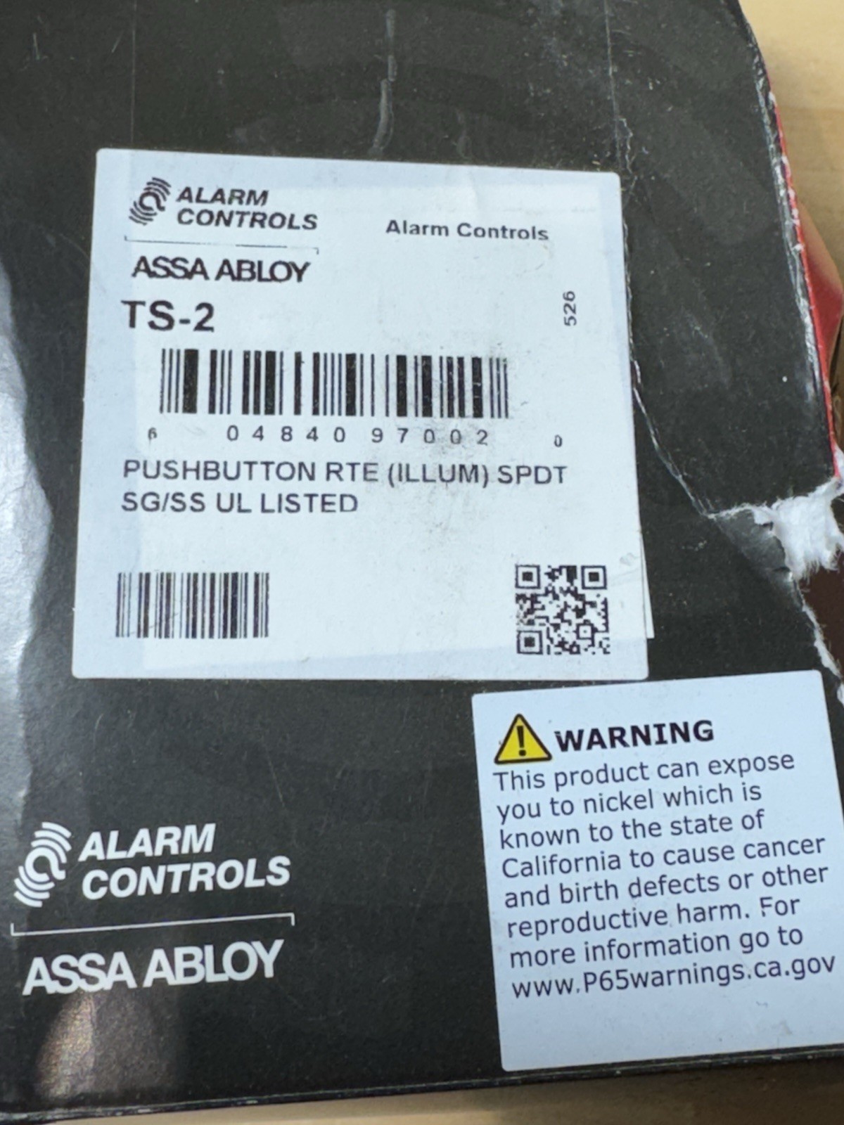ALARM CONTROLS TS-2 PUSH BUTTON RTE (ILLUM) SPDT