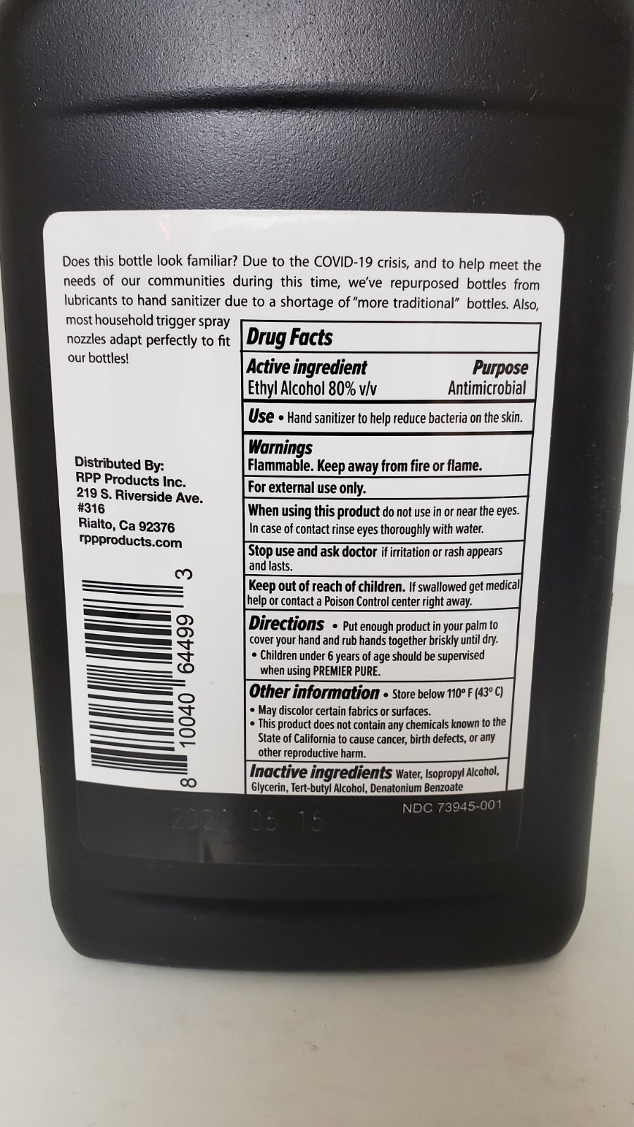 Ethyl Alcohol 80%, 1 Qt Bottle (32 fl oz)