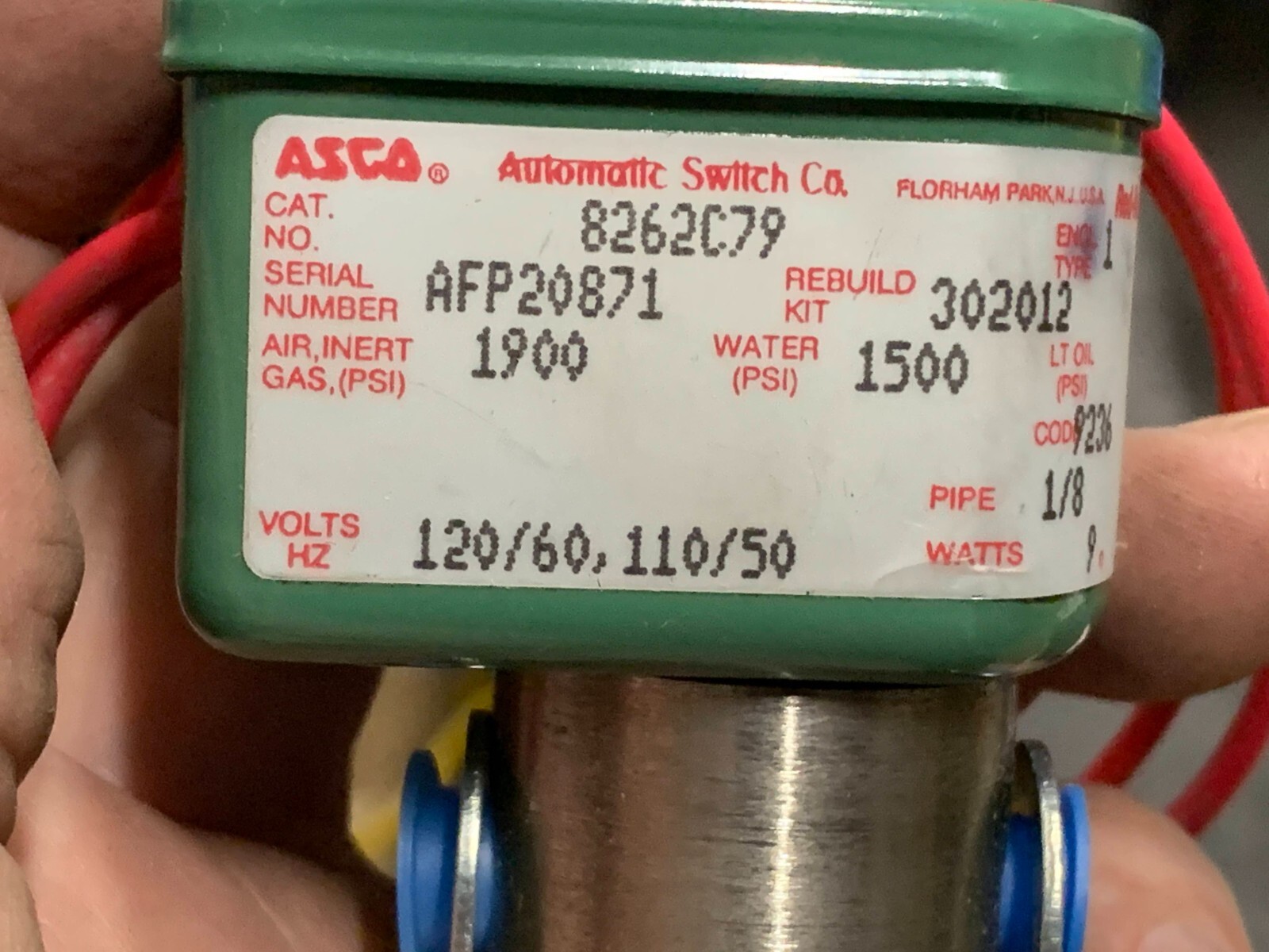 ASCO Red-Hat Valve 120V-60Hz 110V-50Hz 1/8″ Pipe P/N 8262C79