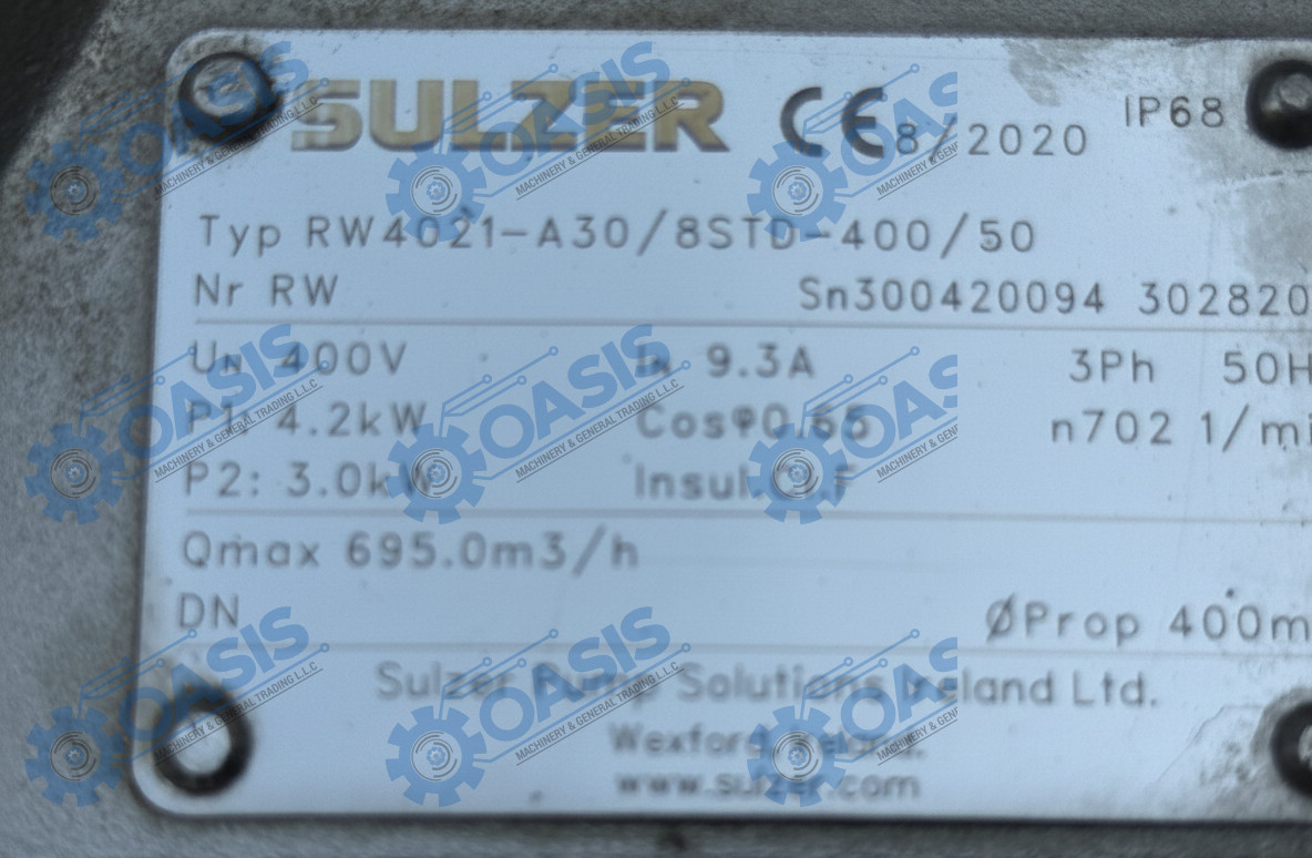 Sulzer submersible mixer RW4021-A30/8STD-400/50 Sulzer Pump ABS RW 400