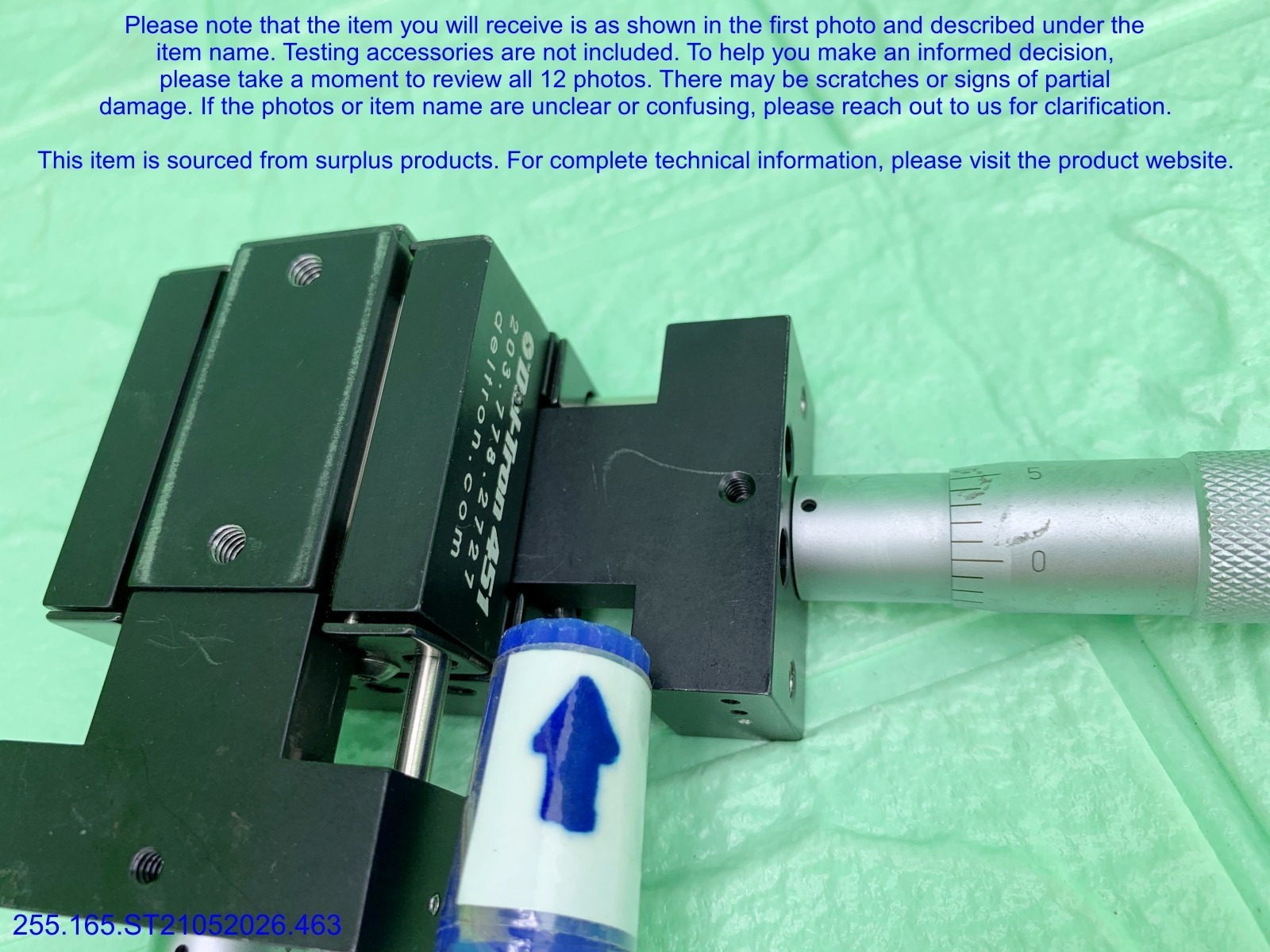 Del-Tron 451 Linear Positioning Stage&Micrometer as in photos, sn:9196, DHL