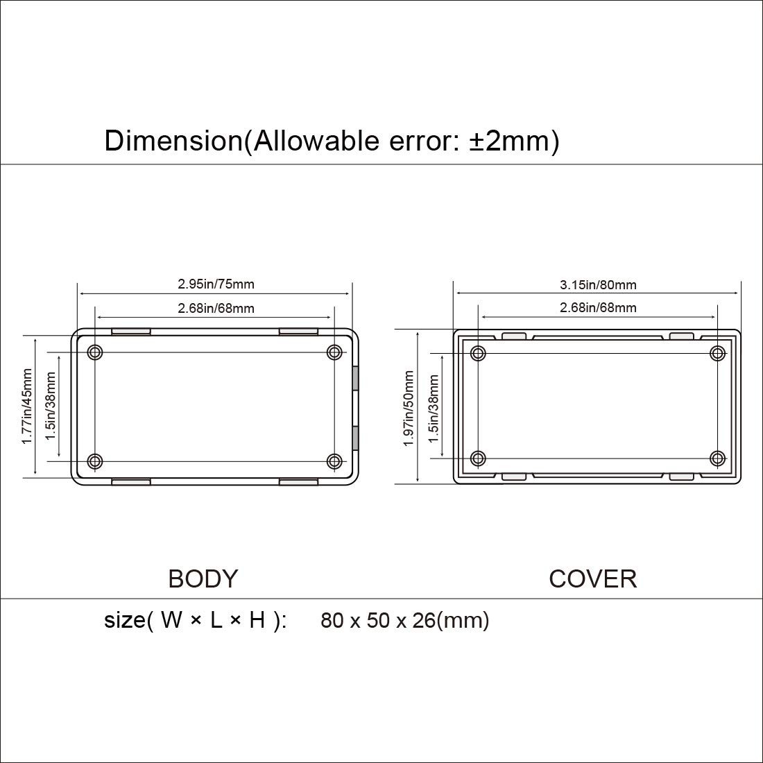 5Pcs Plastic Project Boxes Junction Case for Electronic Project 3.1″x 2.0″x 1.0″