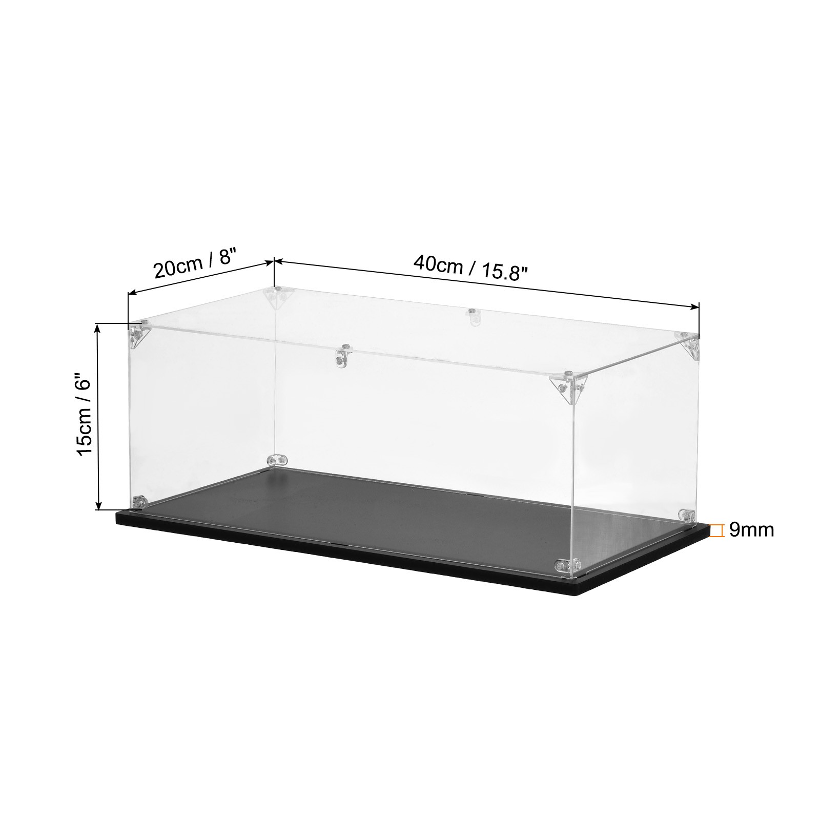 Acrylic Display Case Plastic Box Cube Storage Clear Assemble Dustproof 15.8x8x6″