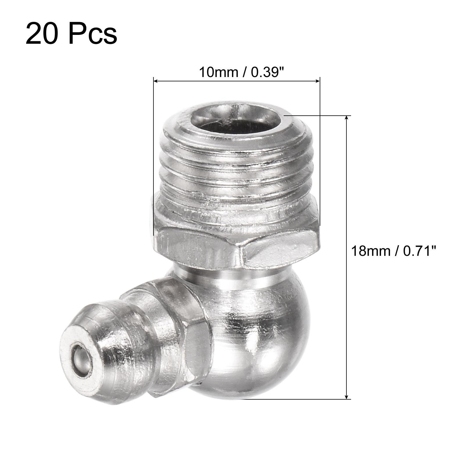 20Pcs Nickel-Plated Iron 90 Degree Hydraulic Grease Fitting M10 x 1mm Thread