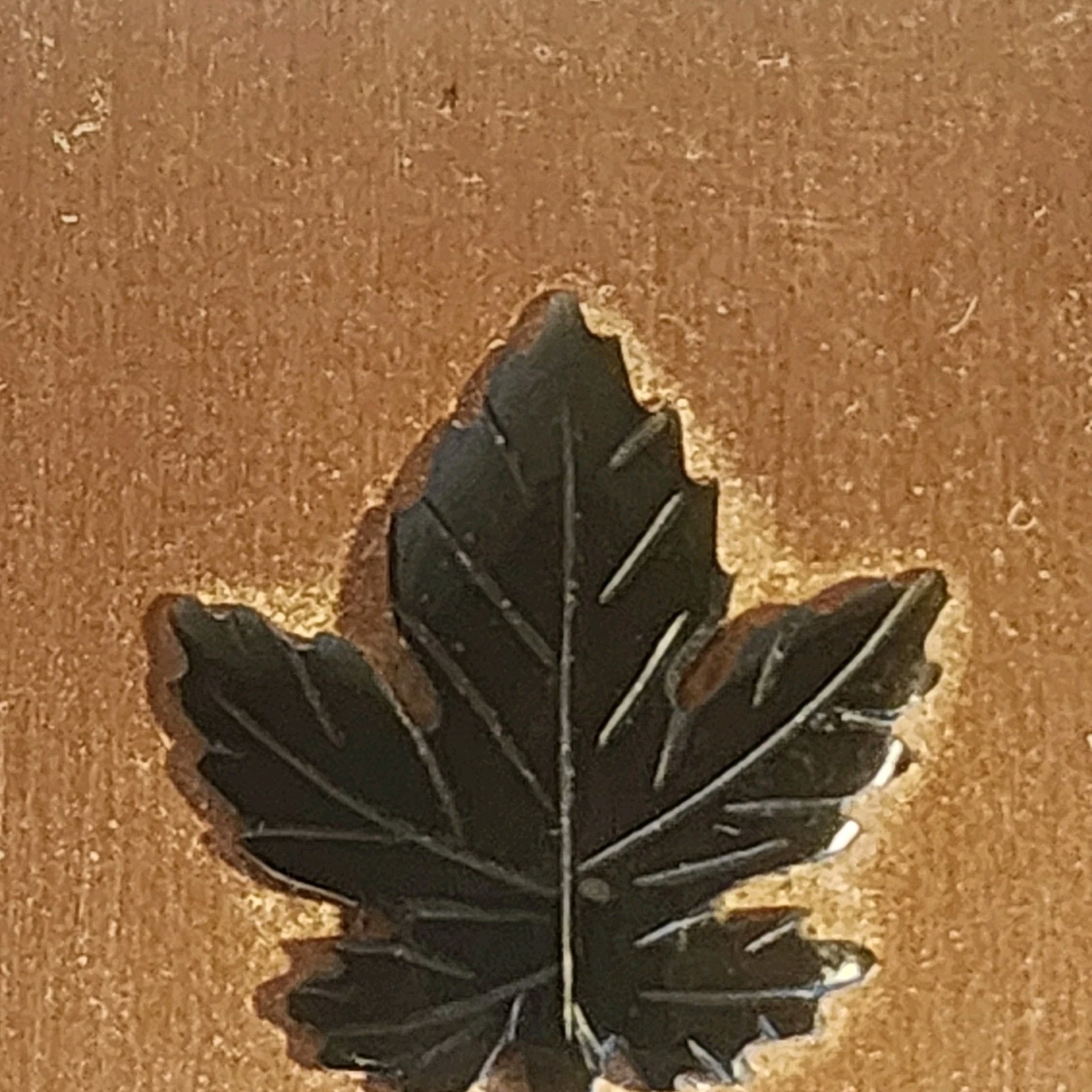 Vintage Brass Business Card Holder Maple Leaf Canada Souvenir Gold Tone Case