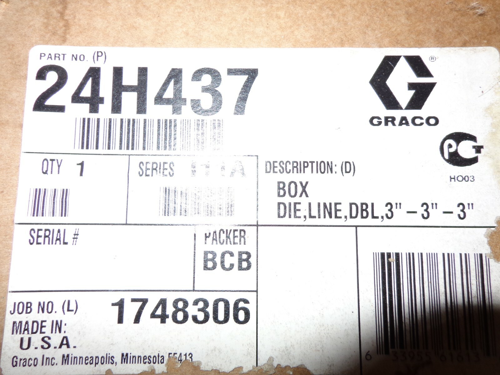 Graco Thermolazer 24H437 SmartDie II, 3x3x3, Graco Double 3-3-3 SmartDie ll New