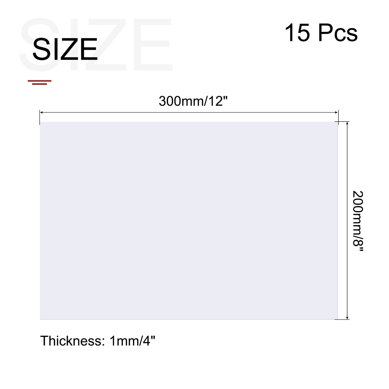 15 Pack Clear Plastic Sheet Transparency Panel 8x12x0.04” Plastic Card