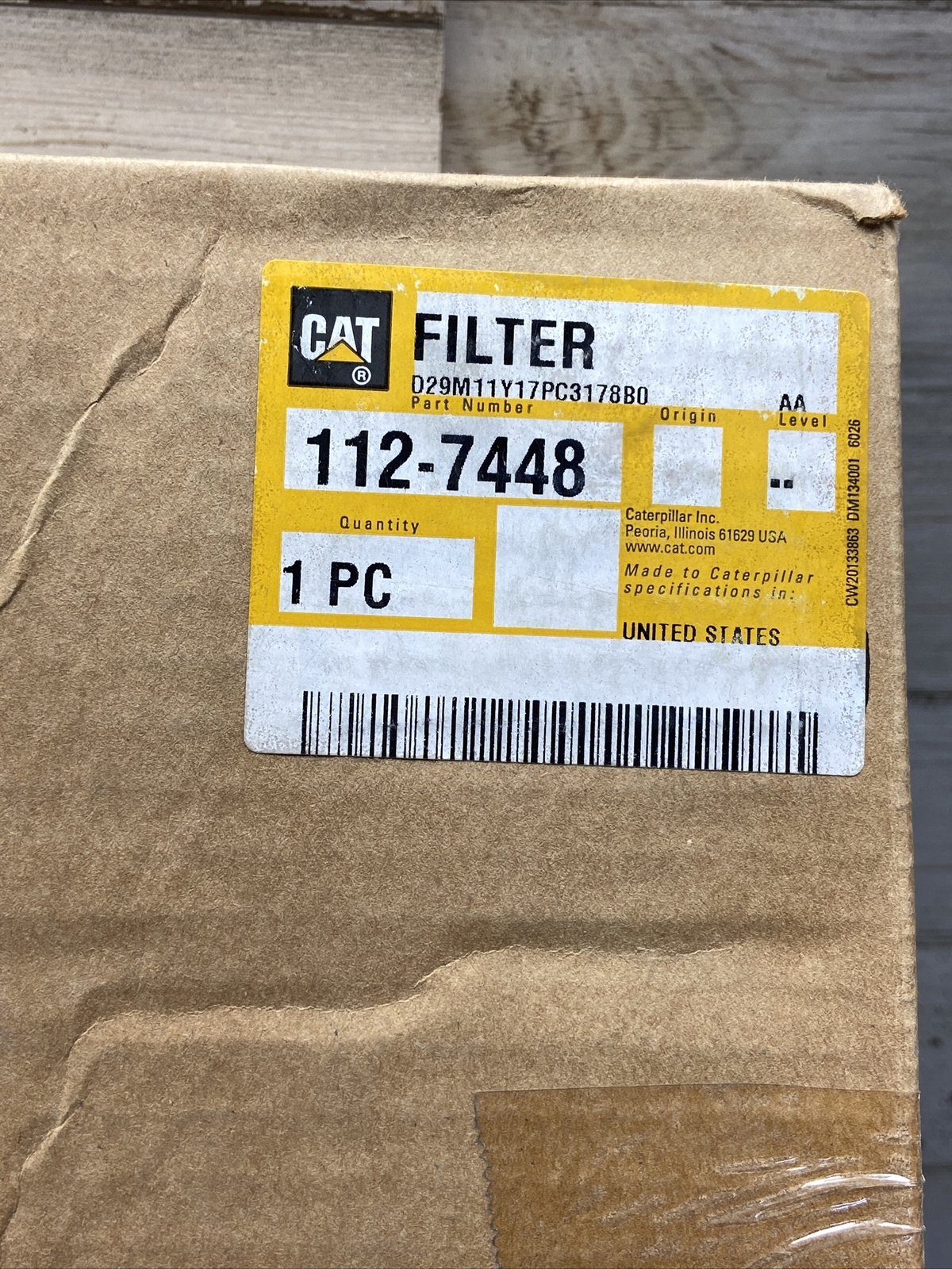 New Genuine Caterpillar CAT Air Filter Element 112-7448