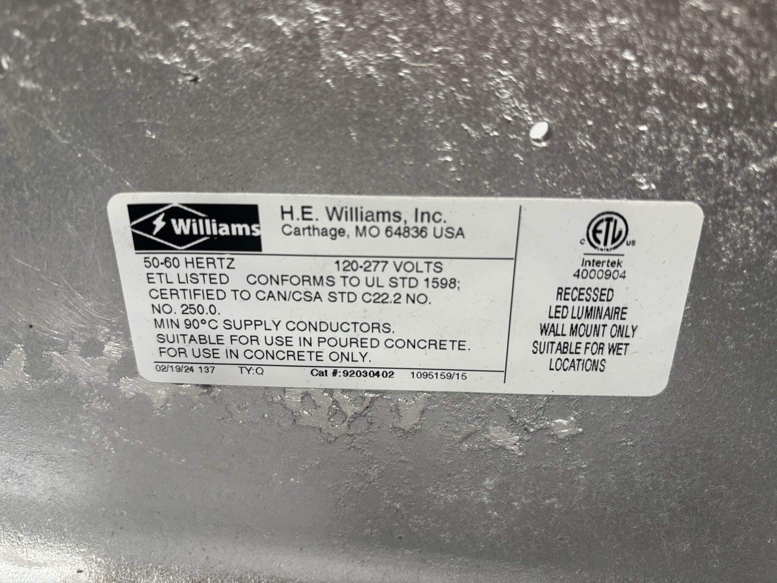 H.E. Williams LED S15-15″ Rectangular Step Light, Housing Included