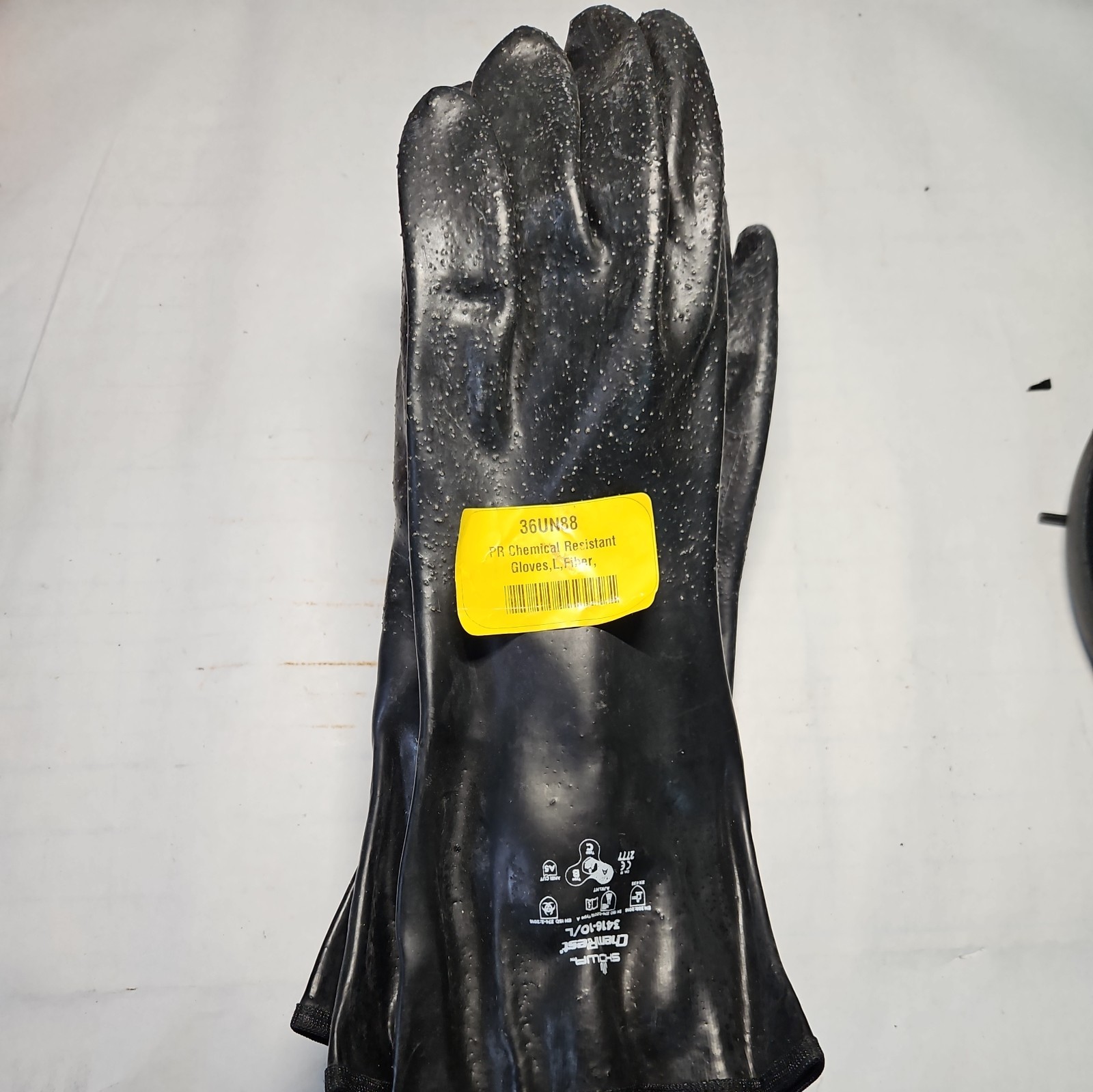 3 Pack SHOWA 3416-10/L Chemical Resistant Gloves,Fiber, Cut level 5 size large