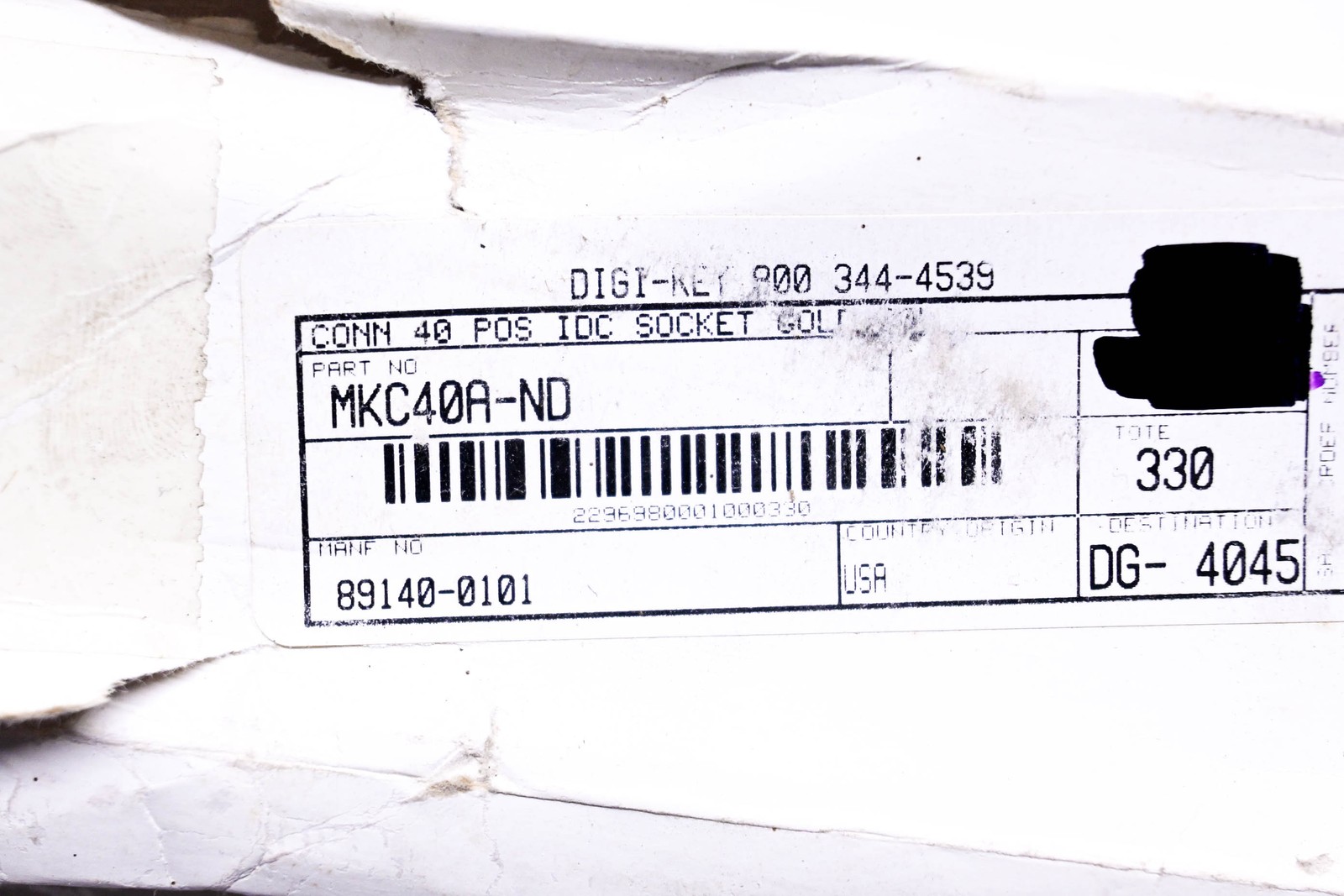 Digi-Key MKC40A-ND, 89140-0101 3M Socket Connector NOS