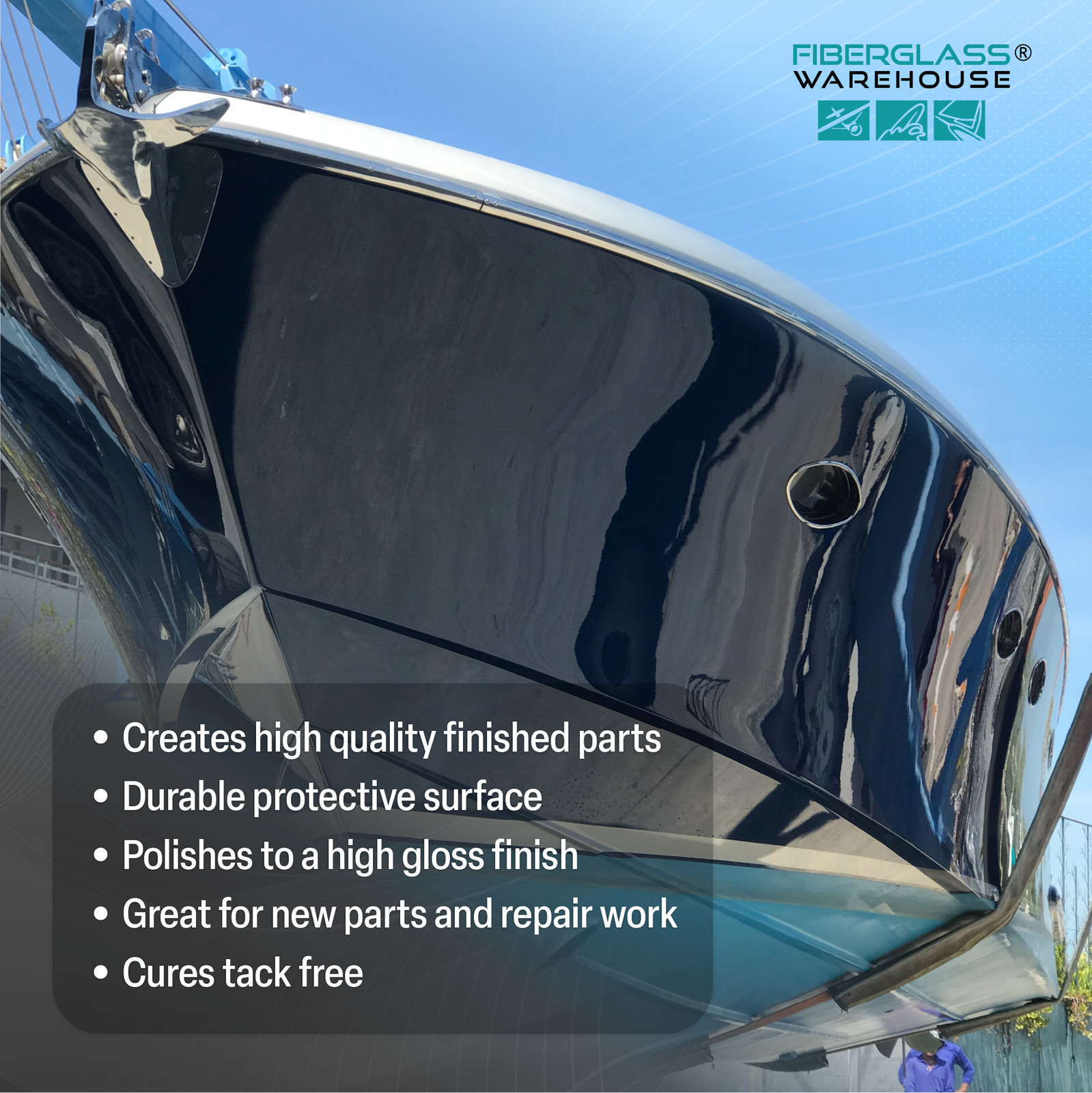 Fiberglass Warehouse Black Gel Coat –Gallon (WAXED) with 2oz MEKP Catalyst