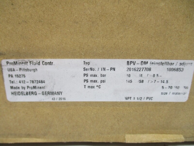 PROMINENT BPV-DM 1006853 10PSI 1 1/2″ NSMP