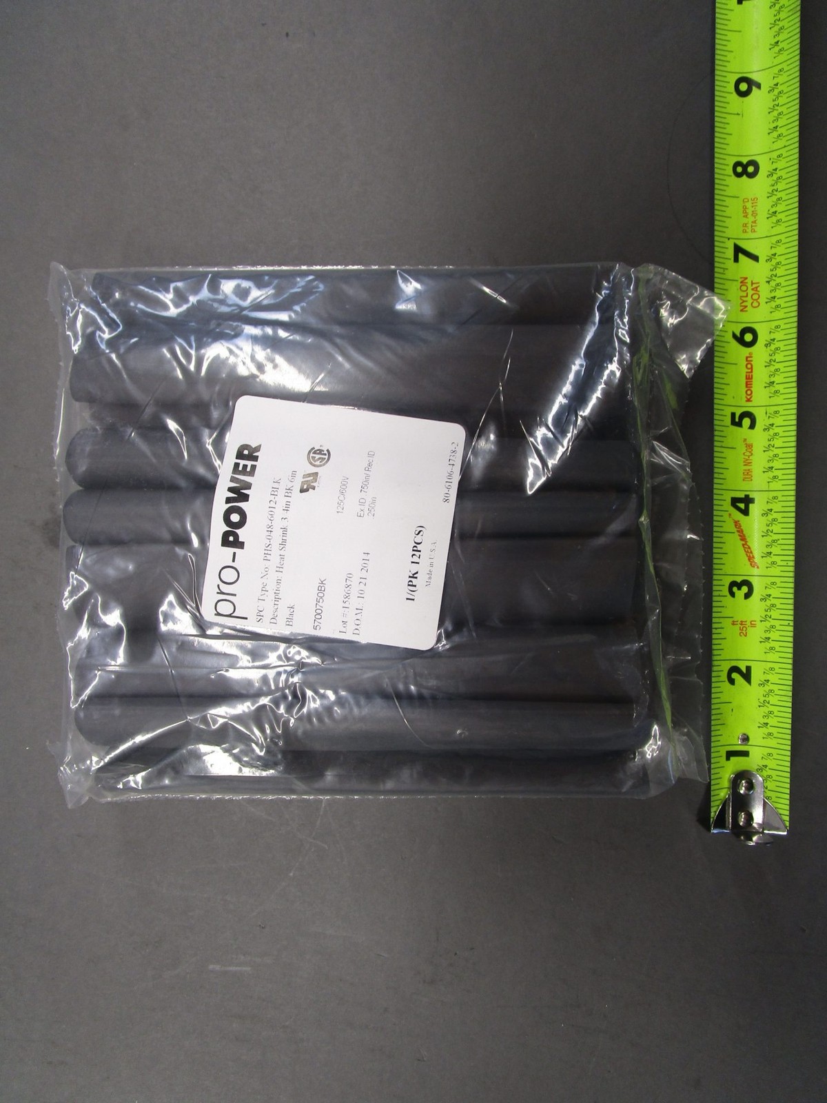 *Pack of 12* Pro-Power SPC PHS-048-6012-BLK Heat Shrink Tubing 3/4″ BK – NEW …
