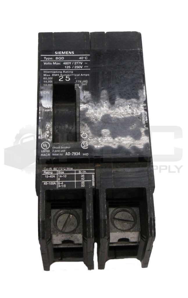 SIEMENS BQD225 CIRCUIT BREAKER 25A 480V BQD
