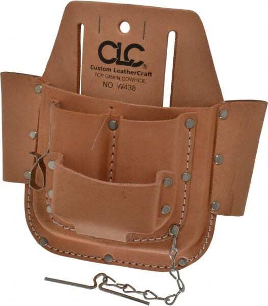 CLC W438 Tool Pouch: 6 Pockets, Leather, Natural Leather, Natural